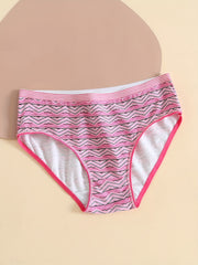 6 Pack Plus Size High Cut Striped Print Lace Briefs Set