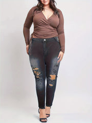 Solid Ripped High Rise Skinny Jeans