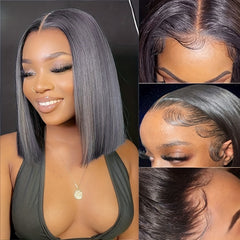 13X4 Bob Wig 180 Density Human Hair Lace Front Wig Bone Straight Glueless Wig