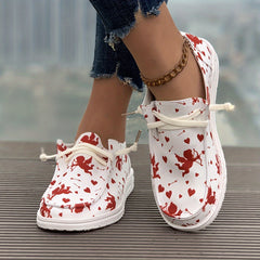 Women's Cupid & Heart Cartoon Design Skateboard Shoes