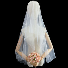 Long Faux Pearl Veil Bridal Hair Accessories