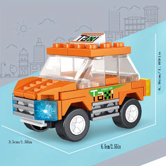 8pcs City Mini Building Blocks Set w/ Urban Landscape Vehicles