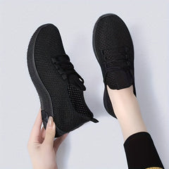 Women's Mesh Panel Sneakers Lace Up Low Round Toe Casual Shoes