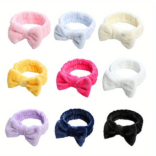3 Pcs Coral Fleece Headband Bow Hair Band Spa Make Up Hair Accessories
