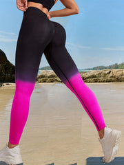 Two Tone High Waist Butt Lifting Yoga Leggings Seamless Workout Tight Pants