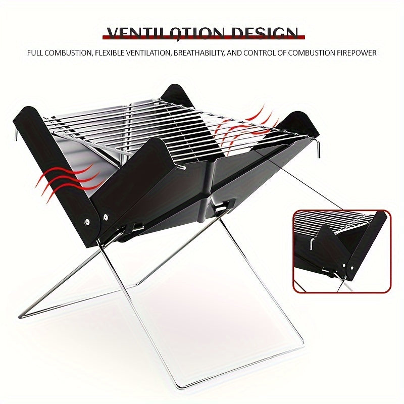 1pc Folding Charcoal Grill for Outdoor & Home Cooking