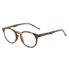 Men's Round Rivet Clear Reading Glasses Spring Leg Presbyopic Frame