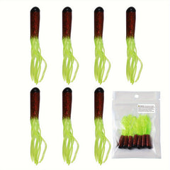 7pcs Tube Baits Soft Plastic Fishing Lure Grub Worm For Bass