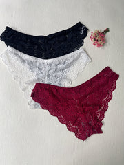 3pcs Lace Briefs- Comfy & Breathable Panties Women's Lingerie