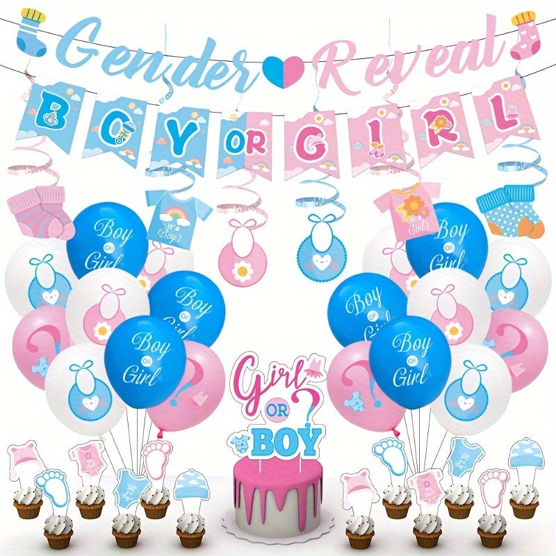 24pcs Gender Reveal Cake Insert Spiral Decoration Set
