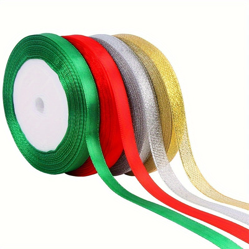 100 Yards Christmas Metallic Glitter Satin Ribbon Set