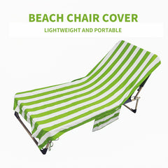 HiTurbo Beach Chair Cover Green Stripe Thin Quick Dry Chaise Lounge Towel