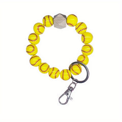Sports Beaded Keychain Bracelet Baseball Volleyball Basketball Soccer Ten