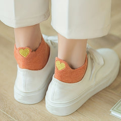 10 Pairs Women's Heart Embroidered Ankle Socks