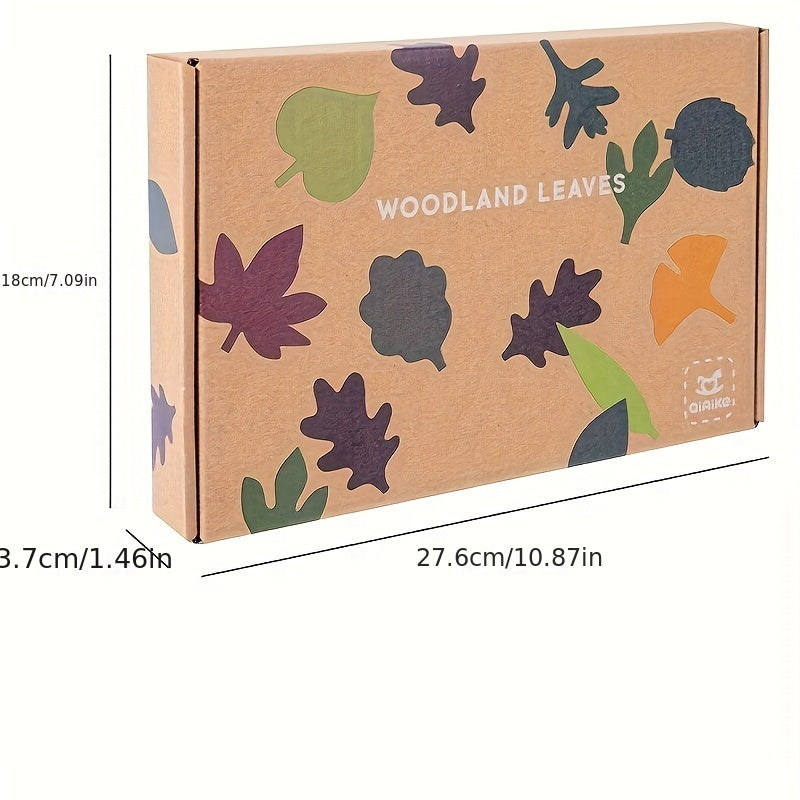 Wooden Leaf Shapes Puzzle Set for Kids Natural Wood Toy Educational Activity