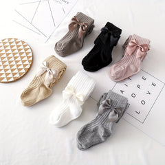 3 Pairs Baby Girls Bowknot Leggings Pantyhose, Comfy Dance Socks