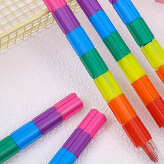 6pcs Vibrant Block Crayons for Kids - Festive Art Supplies with Holders