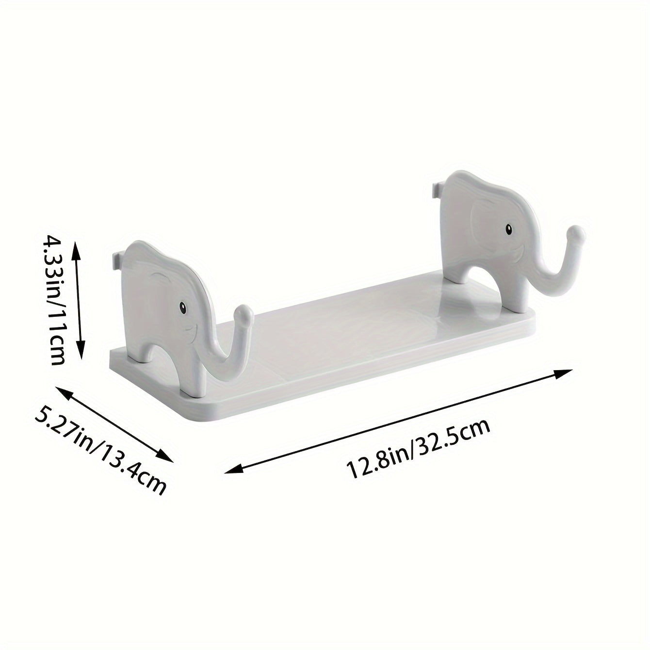 Gray Elephant Ornament Shelf Without Punching Bathroom Storage Shelf