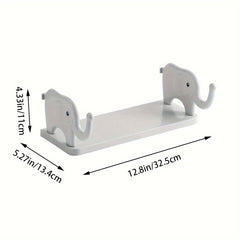 Gray Elephant Ornament Shelf Without Punching Bathroom Storage Shelf