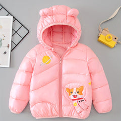 Hooded Coat For Toddlers Winter Windproof Monkey Prints Fleece Snowsuit Outwear
