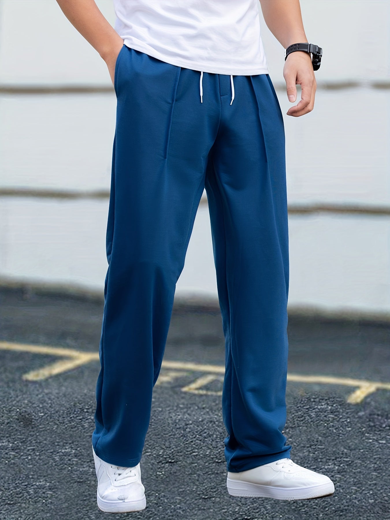 Men's Casual Pants Drawstring Waist Straight Leg