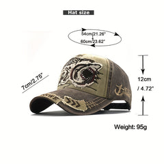 Casual Cotton Baseball Cap with Shark Embroidery