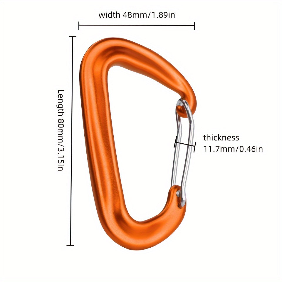 6pcs 12KN D Aluminum Carabiner for Climbing Activities