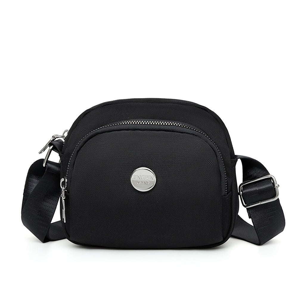 Nylon Metal Crossbody Bag Small Zipper Shoulder Bag Casual Phone Purse