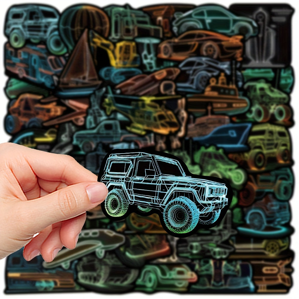50pcs Neon Transportation Series Graffiti Stickers Waterproof DIY Sticker Pack