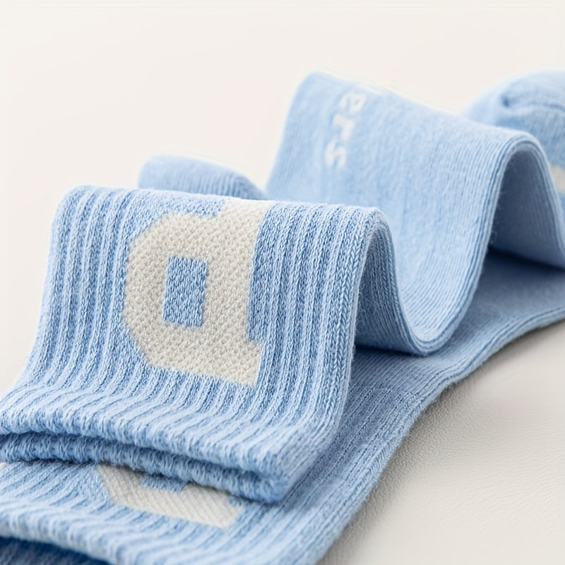 5 Pairs Kids Hiking Sports Socks, Sweat Absorbing Casual Socks