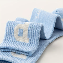 5 Pairs Kids Hiking Sports Socks, Sweat Absorbing Casual Socks