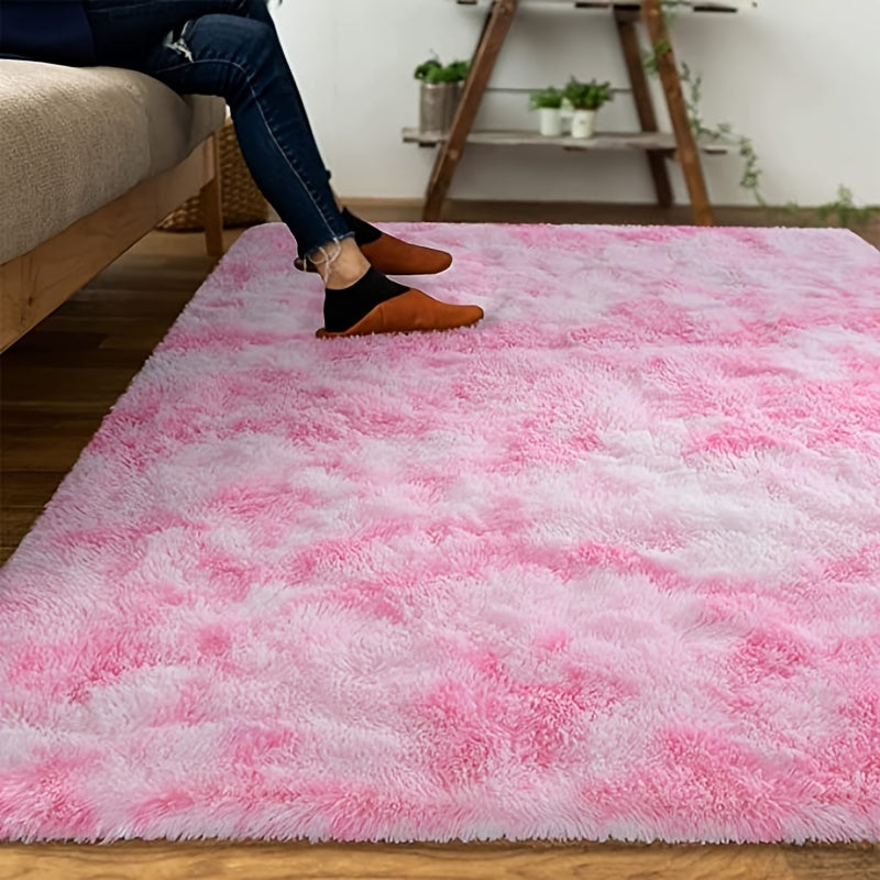 Tie Dye Plush Rug Soft Square Shaggy Rug 47in