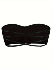 Bandeau Bra Crossback Removable Pads