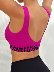 3pcs Letter Print Sports Bras Comfy & Breathable