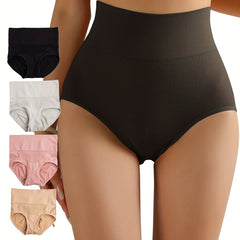 4pcs Seamless High Waist Briefs Comfy & Breathable Panties