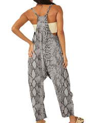 Paisley Print Overall Jumpsuit with Dual Pockets