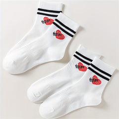 Heart Print Mid Tube Socks Women's Stockings