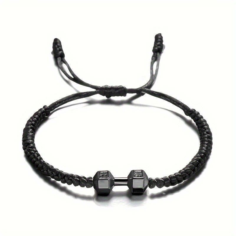 Handwoven Dumbbell Bracelet Alloy Barbell Bracelet