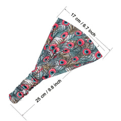 Peacock Feather Pattern Boho Stretch Headbands