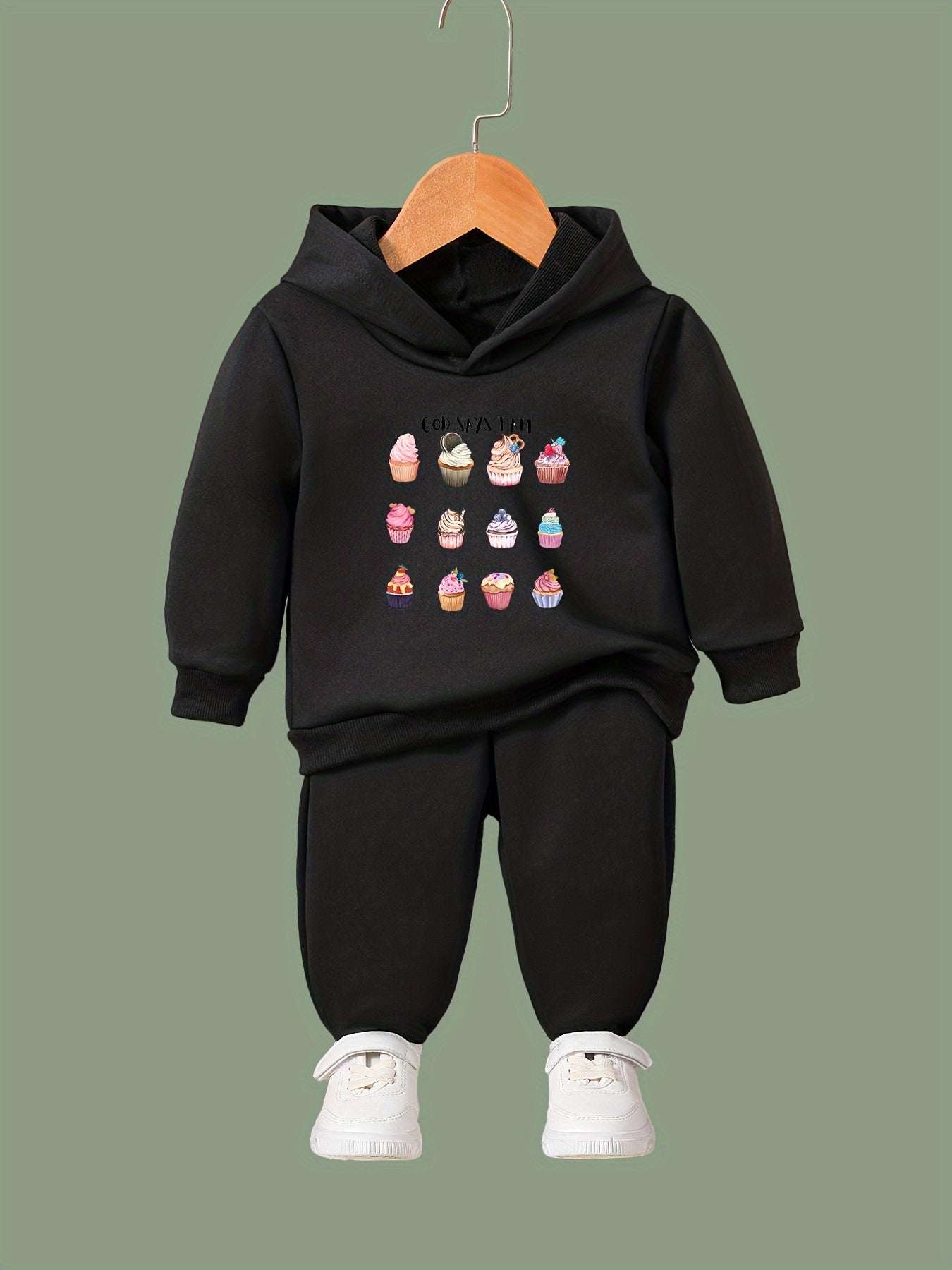 Cakes & GOD SAYS I AM Pattern 2pcs Activewear Sets For Girls