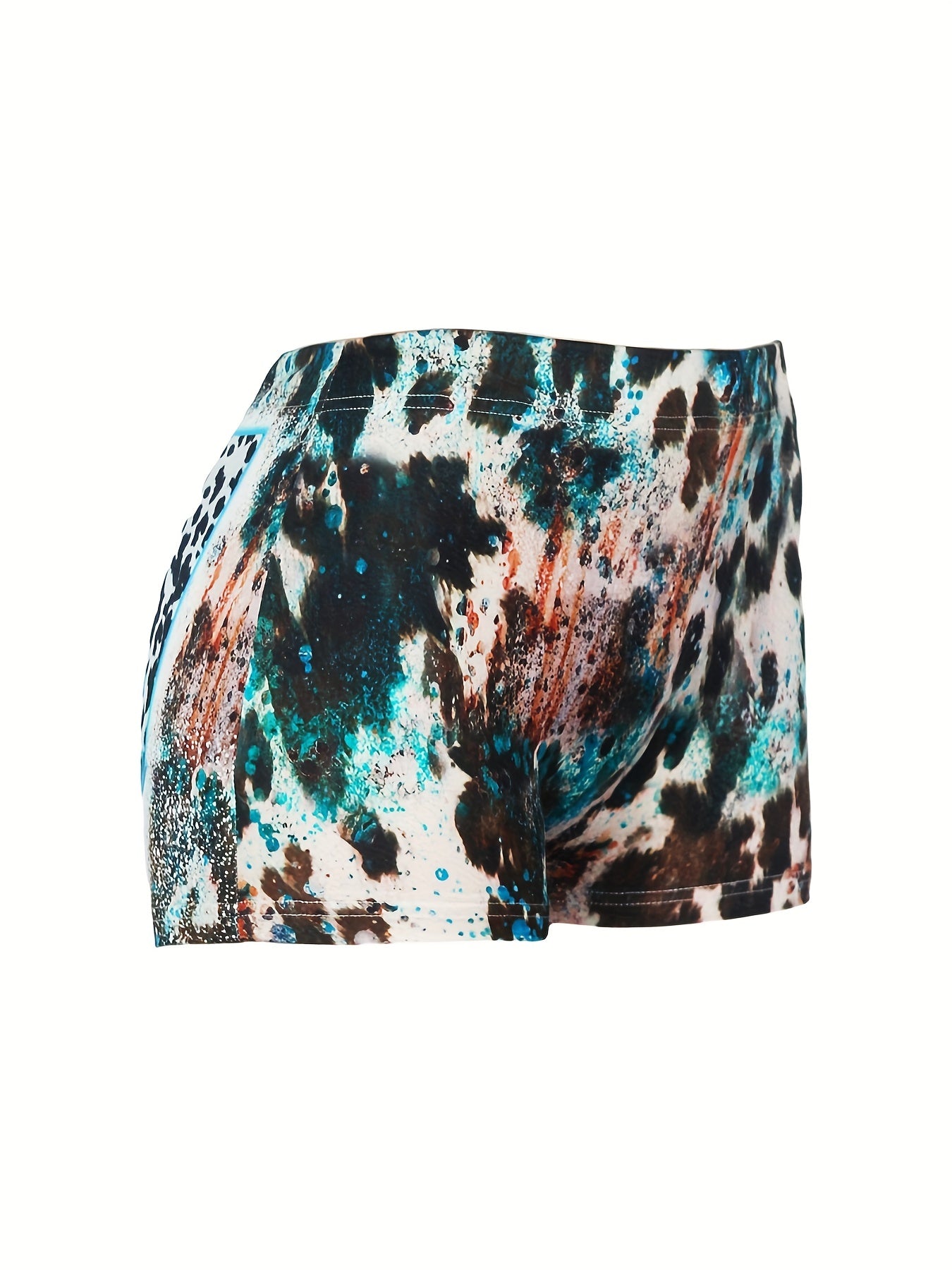 Letter & Bull Skull Print Skinny Shorts for Women