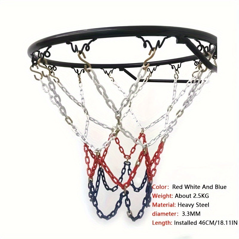 18in Steel Basketball Net Heavy Duty Replaceable S Hook Outdoor Courts
