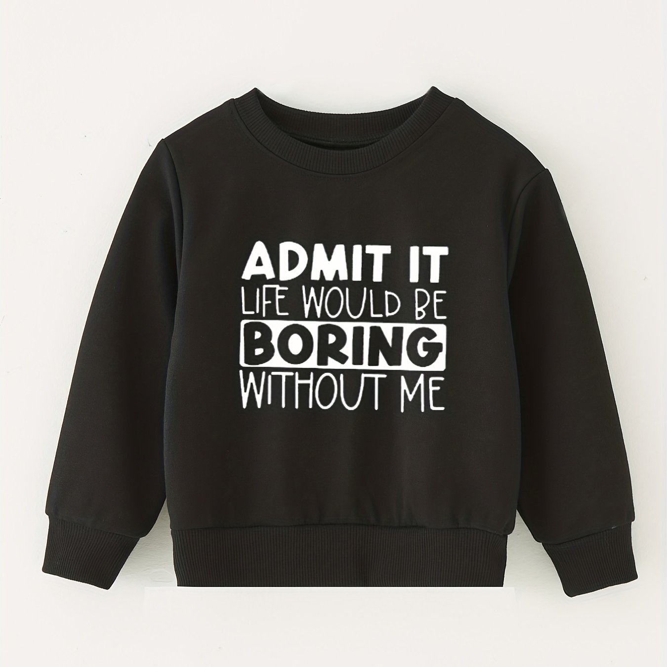 Kids Round Neck Sweatshirt Assorted Letter Styles