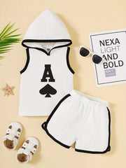 Boys Ace Of Spades Casual Outfit Hooded Tank Top & Shorts