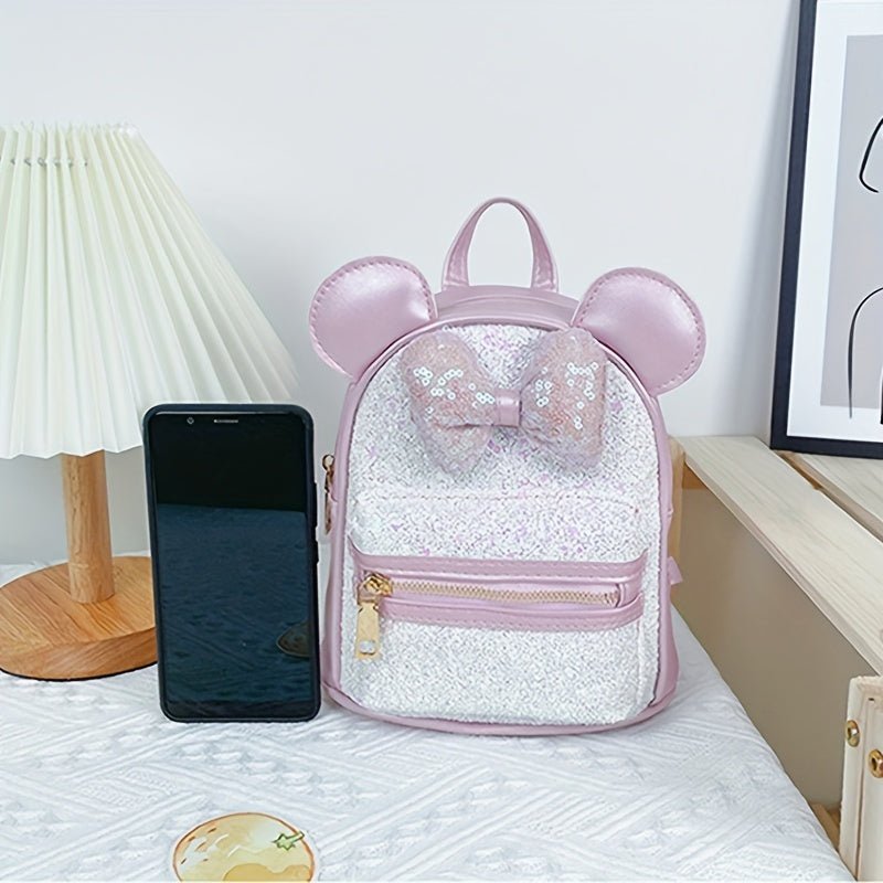 Kids Backpack Sequin Bow School Bag Ears Kindergarten Schoolbag