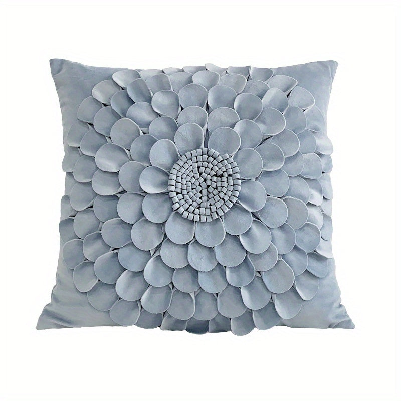 Dutch Velvet 3D Flower Throw Pillow Cover for Living Room Sofa Bed