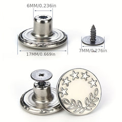 50 Sets Metal Screw Jeans Buttons Kit DIY Fastener Tack