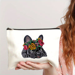 French Bulldog Print Makeup Bag Roomy Storage with Zipper