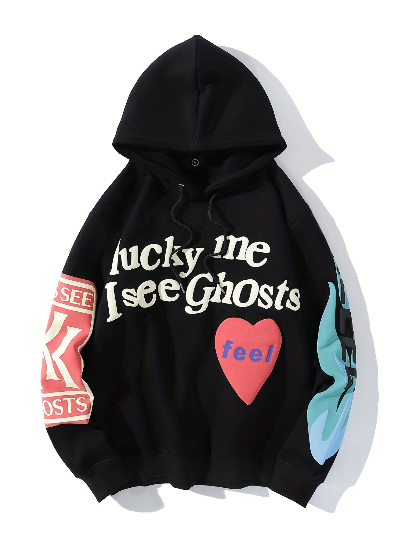 Letter Print Long Sleeve Drawstring Sports Hoodies Pullover Sweatshirt