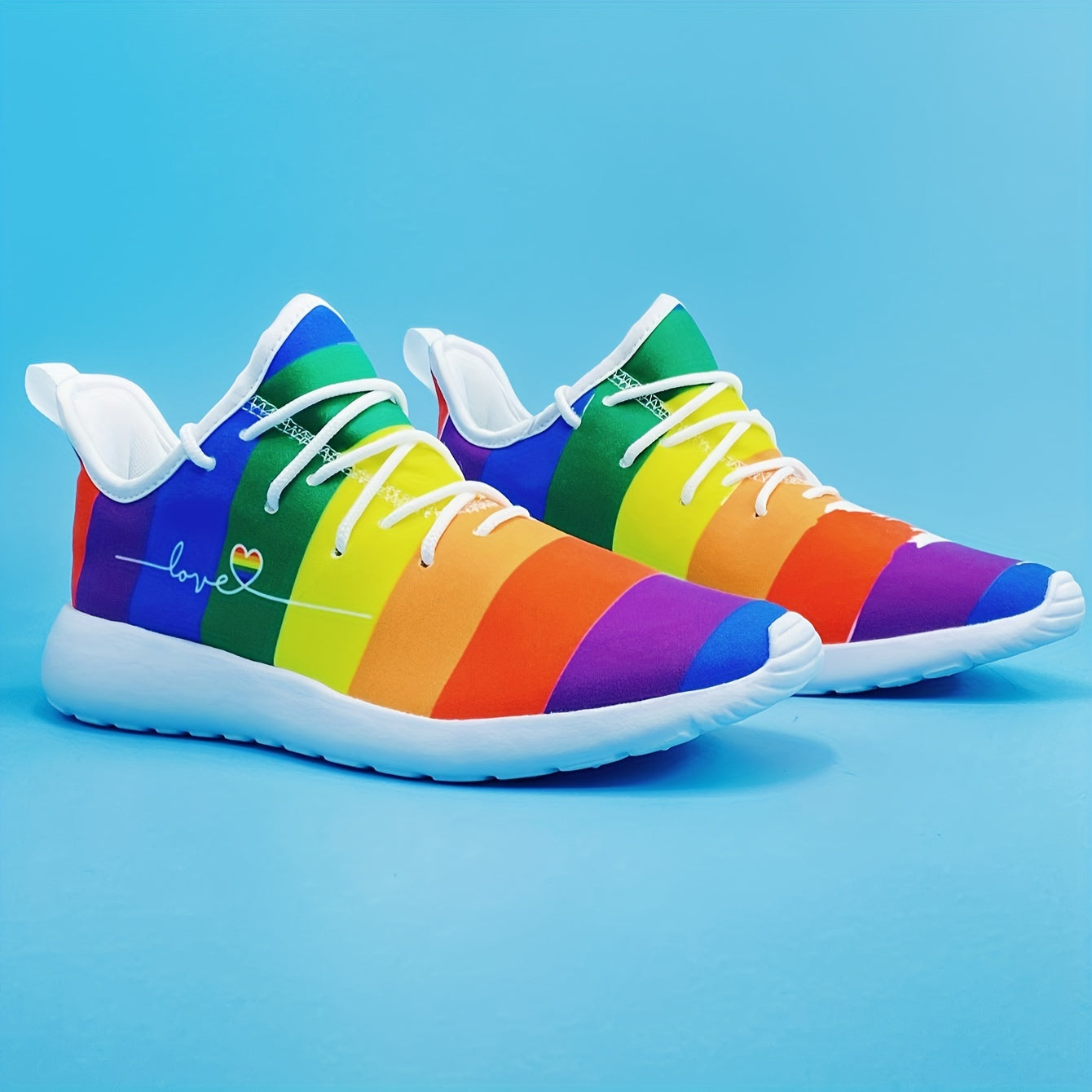 Rainbow Pattern Lightweight Running Shoes Breathable Sport Jogging